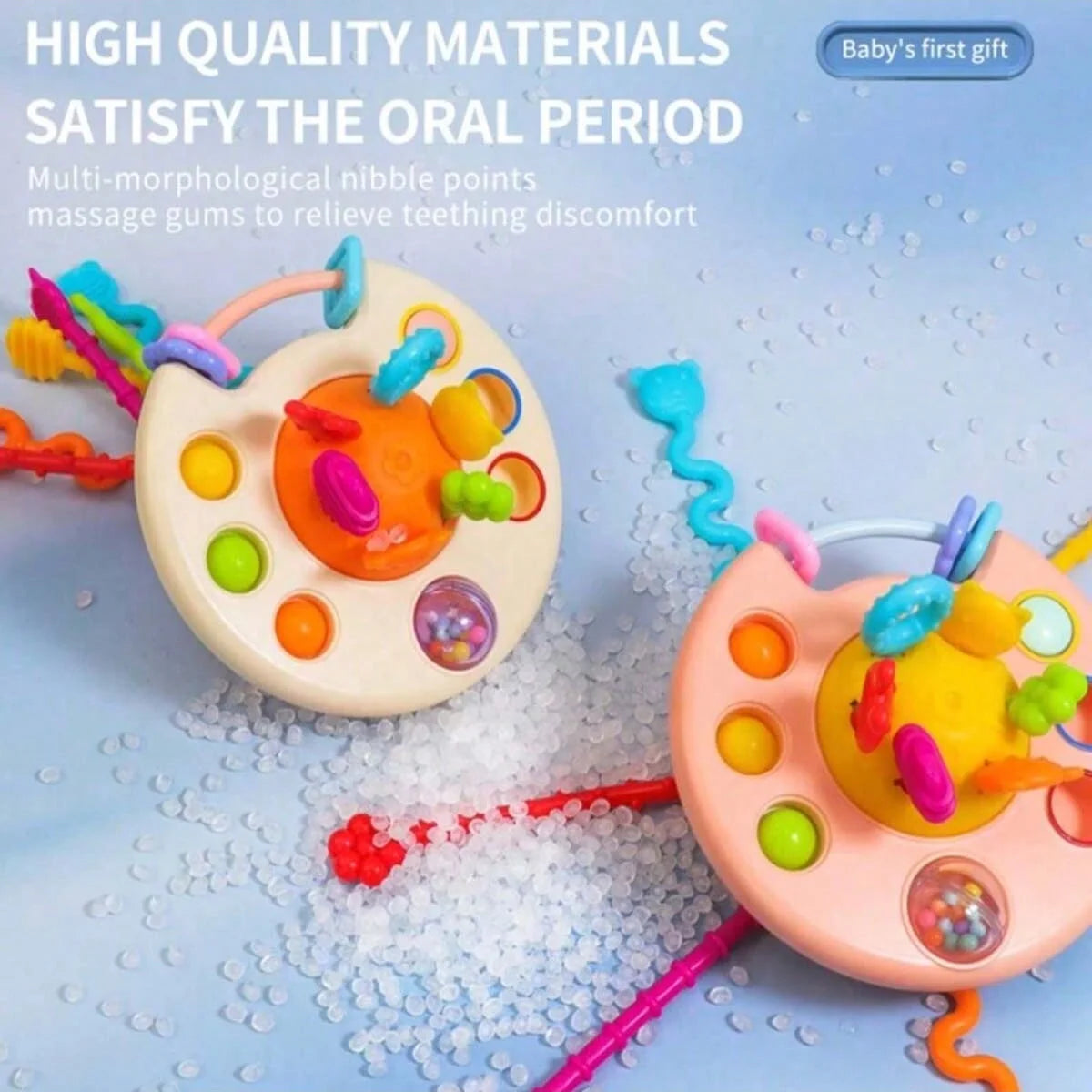 Activity Development Pull String Toys Silicone Teething Rattle Educational Learning Toy Baby Sensory Montessori Toys gift