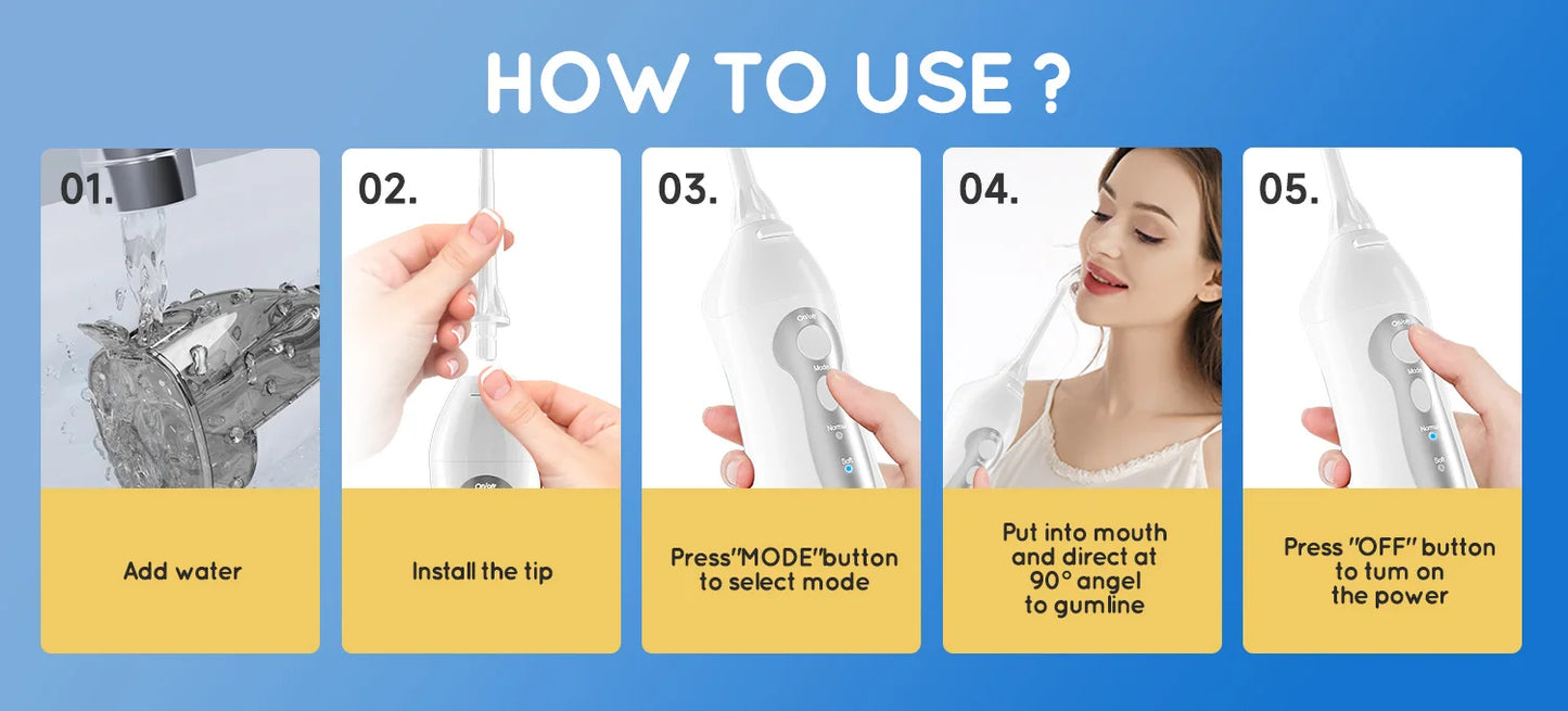 Mornwell Water Flosser Teeth Picks 6 Jets 3 Modes Portable Cordless D52 Water Floss For Teeth Cleaner IPX7 Waterproof Oral Picks