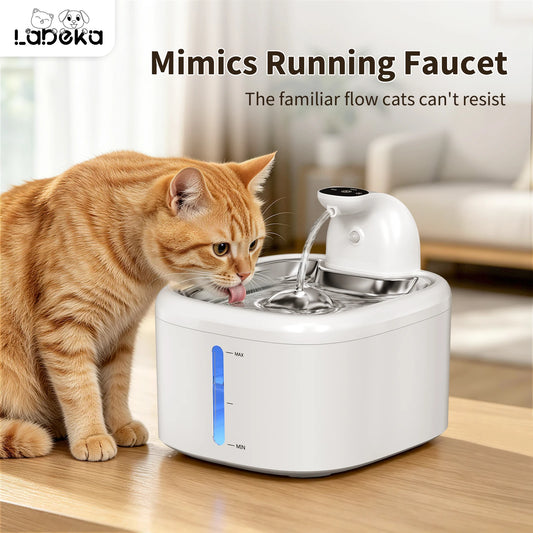 3.5L Cat Water Fountain Wireless Pet Water Dispenser With Stainless Steel Pallet 4000mAh Battery Motion-Sensing Water Dispensing