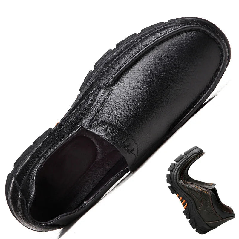 Genuine Leather Shoes Men Brogues Soft Cow Leather Men Casual Shoes New Male Footwear Black Brown Slip-on A2088
