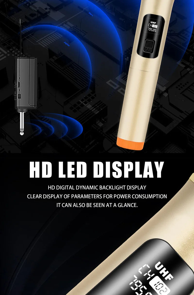 Lenovo Wireless Microphone 2.4G UHF Fixed Frequency 2 Channels Handheld Micphone For Live Party Karaoke Professional Meeting