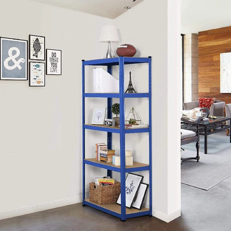Adjustable Height Layout 5-Tier Heavy Duty Shelf 875kg Boltless Metal Rack Tool Free Assembly for Garage Warehouse Storage