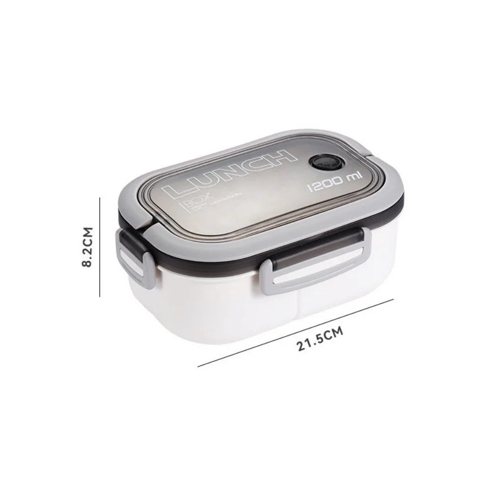 1pack 1200ML 2 Layer Bento Lunch Box With Spoon Fork, Kid High Capacity Food Containers Portable Leakproof Office Camping
