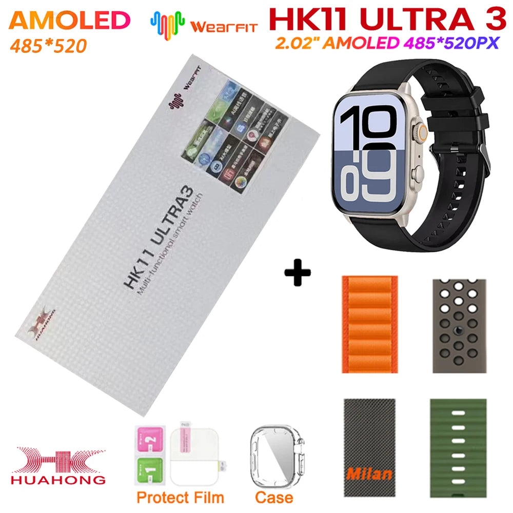 Upgrade Hk11 Ultra 3 Gen2 SmartWatch 4GB ROM AI ROBOT AMOLED Network 49mm G-Sensor ChatGPT NFC Compass GPS 3D Menu Music Watch