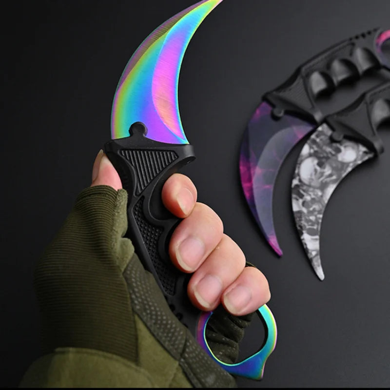 Unsharpened Safety Karambit Gift Knife Toy No Sharp Blade Cosplay Prop Plastic Training Knife for Role Play Game Collection