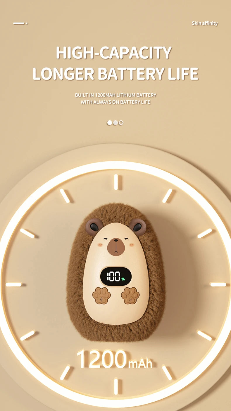Plush Hand Warmer Winter Mini Portable Three-speed Adjustment Battery Life Long-lasting Smart Temperature Control Hand Warmer