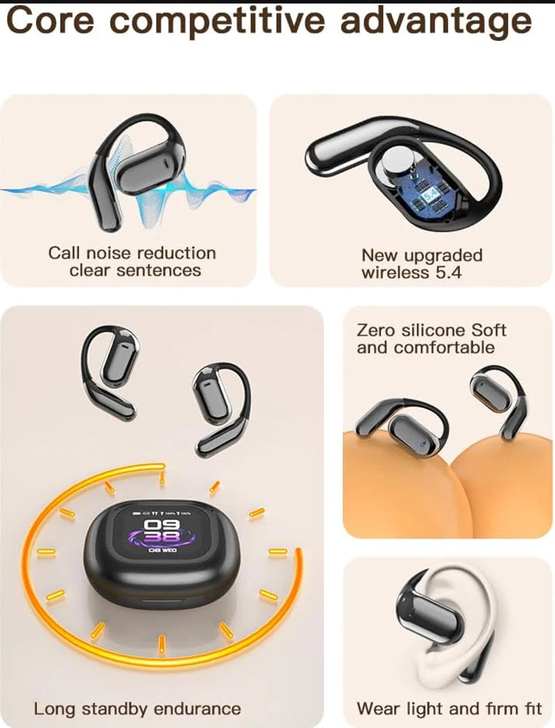 AI Language Translation Earbuds Real Time LCD Touch Screen Open Ear Wireless Headphone with 144 Language for Business