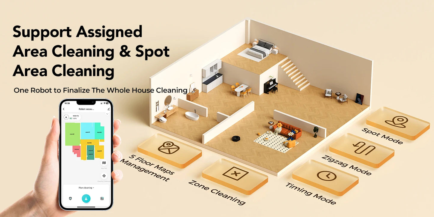Lubluelu L15 Ultra  Robot Vacuum Mop Combo 5500Pa Robot Vacuum Auto-Charging  5 Maps 24 No-go Zones 3 In 1 Robot Vacuum Cleaner