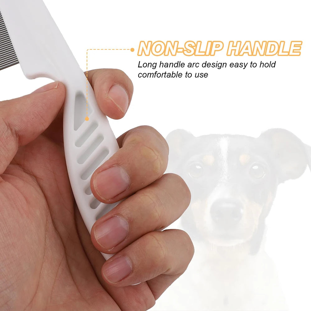 1Pcs Pet Flea Comb Cat/Dog Beauty Comb Stainless Steel Portable Pet Specific Dense Tooth Hair Removal Massage Cleaning Supplies