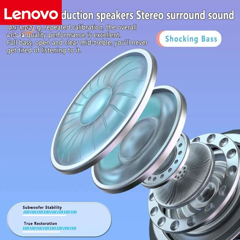 Lenovo Bone Conduction Earphones Bluetooth 5.3 Sports Wireless Headphones Ear Hook Waterproof Headset for Running Driving