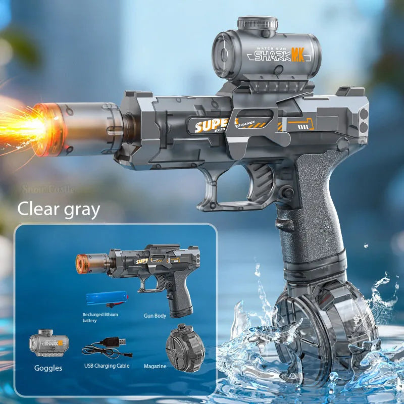 Energy Gathering Ring Electric Water Gun LED Lighting  Linkage Deformation Continuous Shooting Toy Summer Beach Pool Games Gift