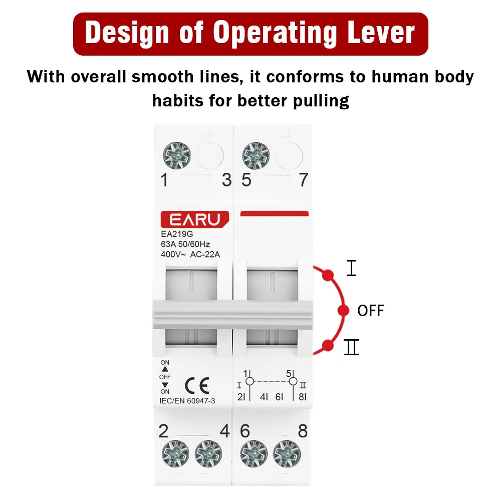 Din Rail 2P 40A 63A AC400V 50/60Hz Modular MTS Dual Power Manual Transfer Switch Isolating Discounnecting Switch Circuit Breaker