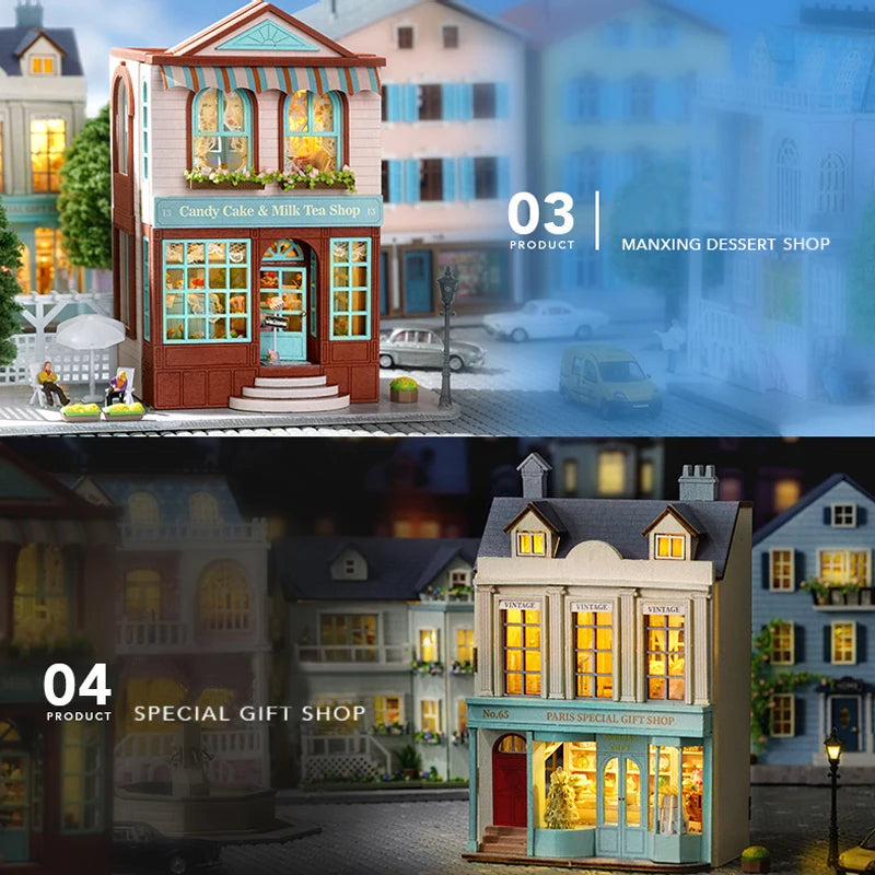 DIY Wooden Doll Houses Mini Assembly Handmade Small House Creative Scene Decoration DollHouse For Toys Birthday Gifts