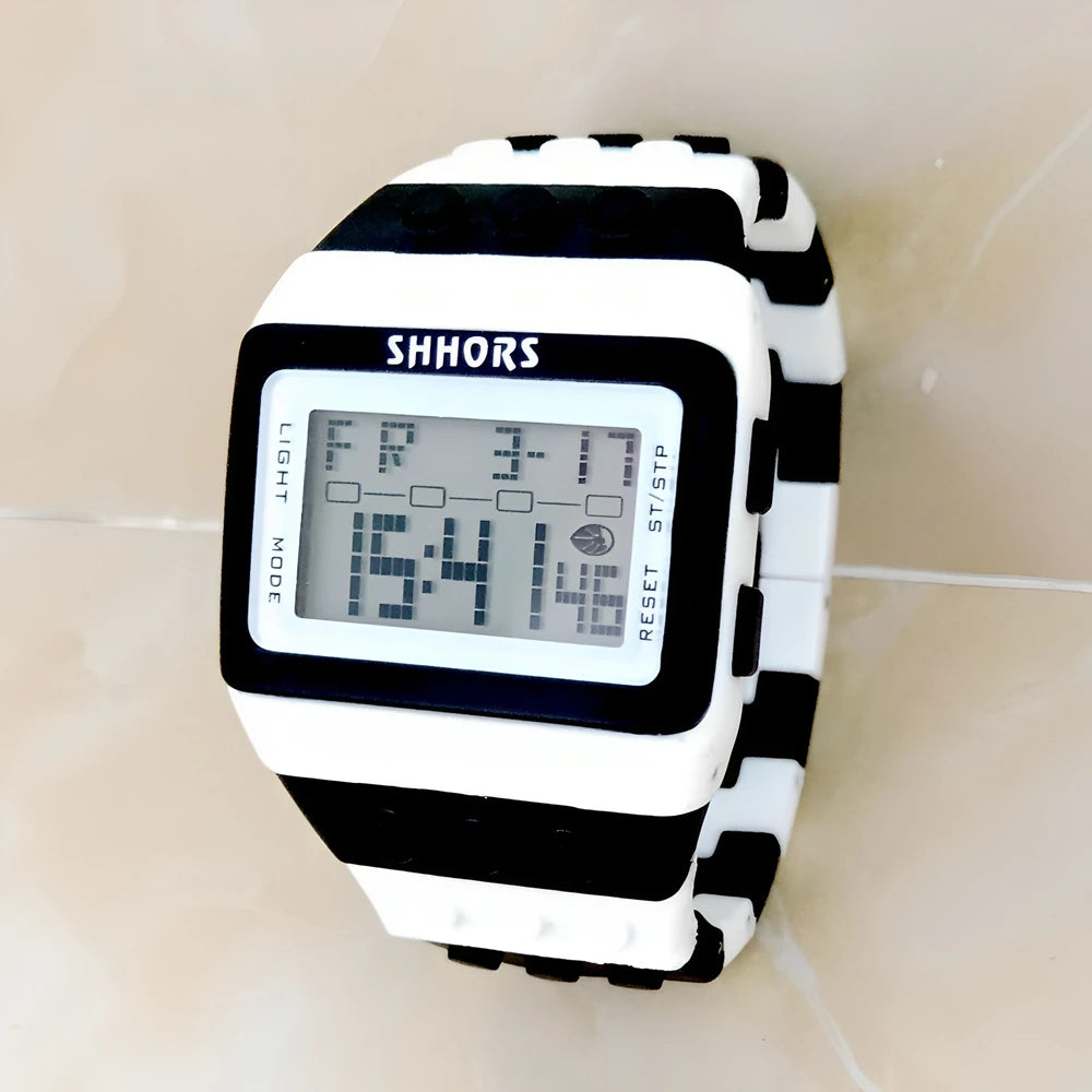 Fashion Students Mens Women Colourful SHHORS Building Blocks Plastic Waterproof Sport Digital Electronic Multifunctional Watches