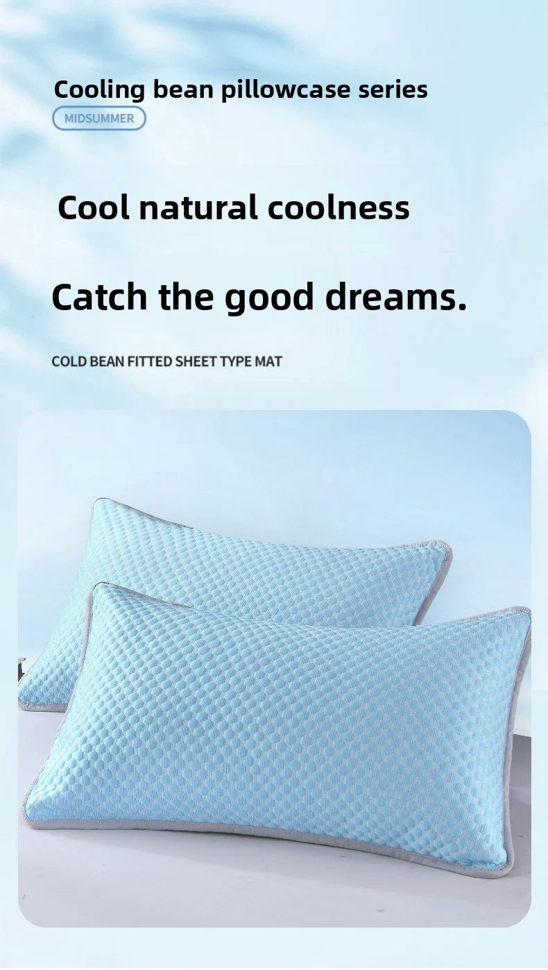 1pc-Summer Cool Bean Pillowcase - Breathable Air Conditioning Pillow Cover for Hot Sleepers No Insert Included 48 x 74cm
