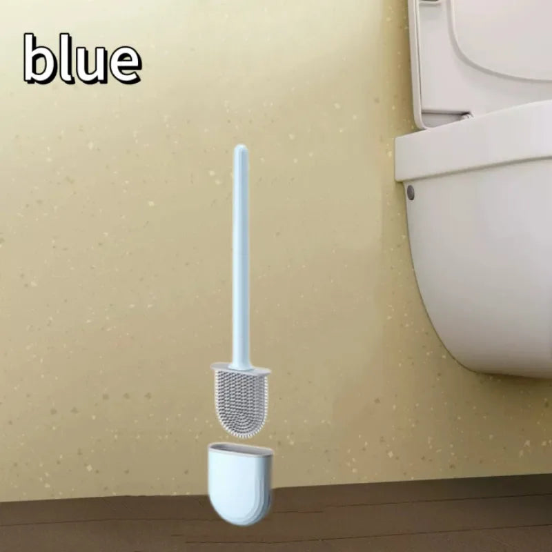 Hanging Silicone Toilet Brush Cleaner with Long Handle Flexible Cleaner Bathroom Brush Quick Drying Holder Bathroom Accessories