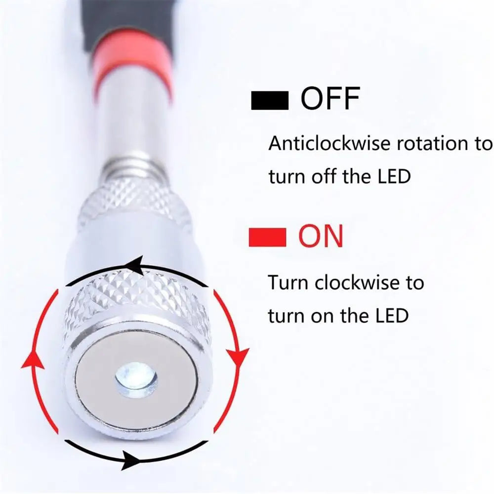 Telescopic Magnetic Iron Suction Rod with LED Light Metal Pick-up Tool DIY Strong Magnetic Metal Screw Suction Rod Pick-up Tools