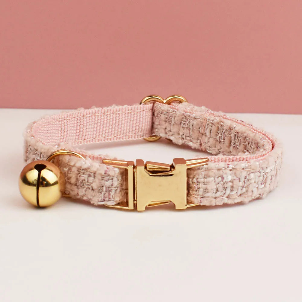 Personalized Metal Hardware Cat Collar And Leash Set with Bell Engraving ID Tag for Kittens Pet Accessories