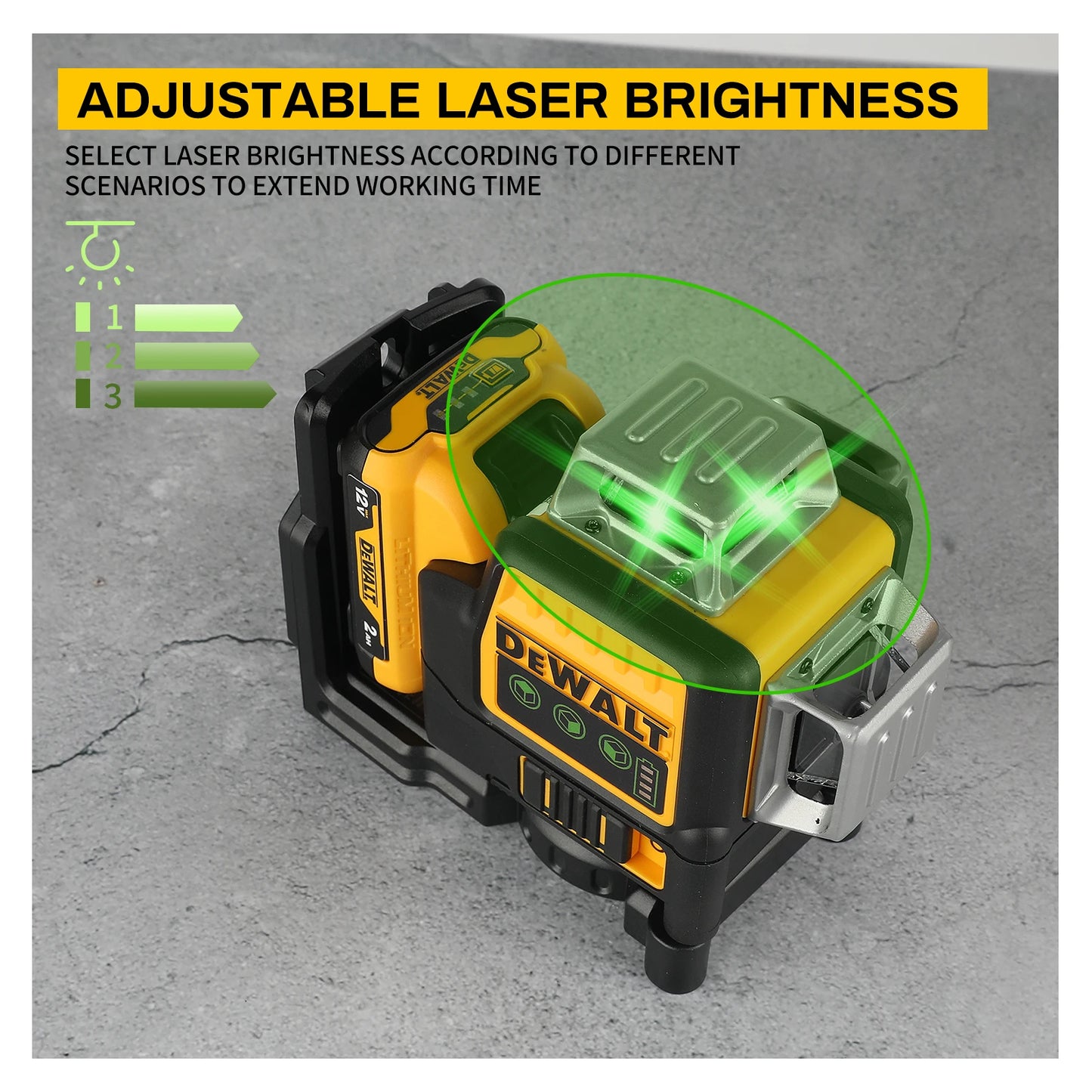 2026 Dewalt DW089LG 12 Lines 3 Sides*360 Degree Vertical 12V Lithium Battery Laser Level Horizontal Green Meter Outdoor