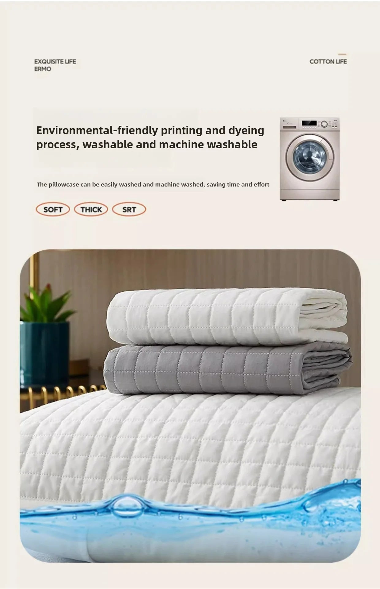 Clip Pillow Cover Head oil Isolation layer Pillow Case Protector Waterproof Anti Mite Pillow Core Protection (No Pillow) 72X45cm