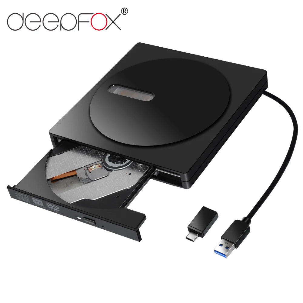 Deepfox USB 3.0 Slim External DVD RW CD Writer Drive Burner Reader Player Optical Drives For Laptop PC Dvd Burner Dvd Portatil