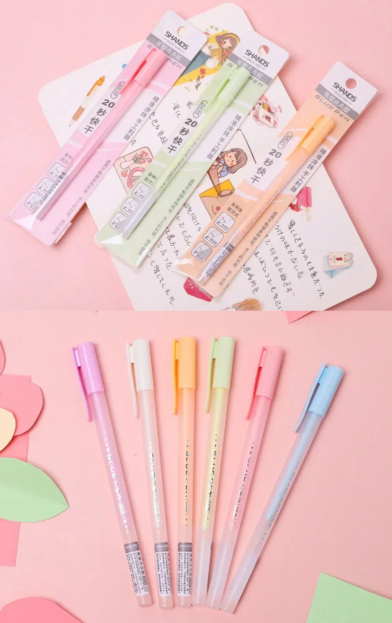 Candy Color Glue Pen Handbook Dispensing Pen Quick-Drying Dot Gule Stick DIY High Viscosity Glue School Office Supplies