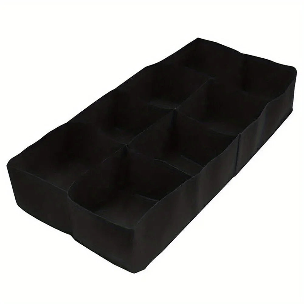 Felt Fabric Raised Garden Bed, 8-Grid Portable Rectangle Grow Bag, Reusable Vegetable Planter Box for Indoor & Outdoor Gardening