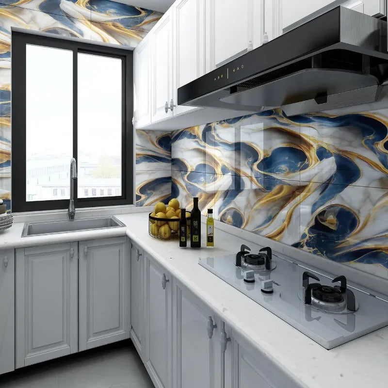 10-40PCS Imitation Marble 3D Ceramic Tile Wall Renovation Decoration Sticker Waterproof Self-adhesive Home Floor Sticker