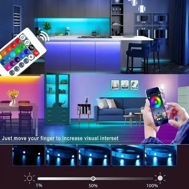 Smart LED Gaming Light Strip RGB 5050 USB 5V Music Sync 24/44key Remote APP Control Flexible Tape for Gaming Room TV Backlight
