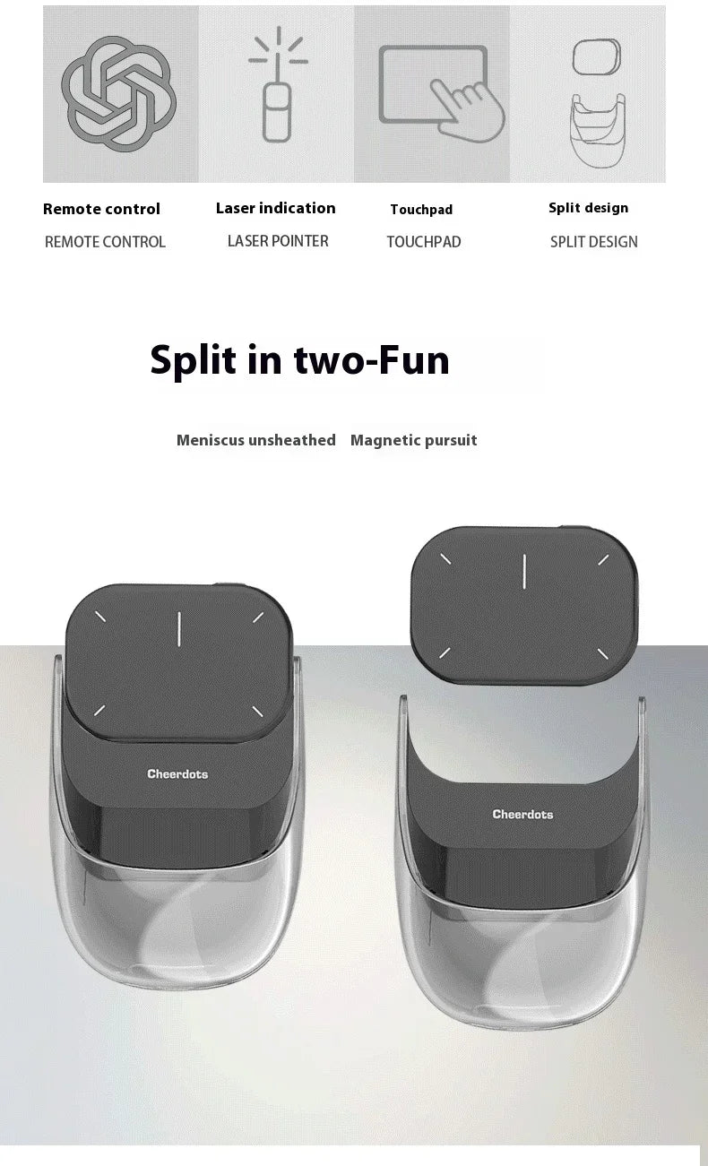 Cheerdots 2 Detachable Air Mouse Wireless Touchpad Laser All-in-one AI Recording ChatGPT Mobile Presenter Remote Control Custom