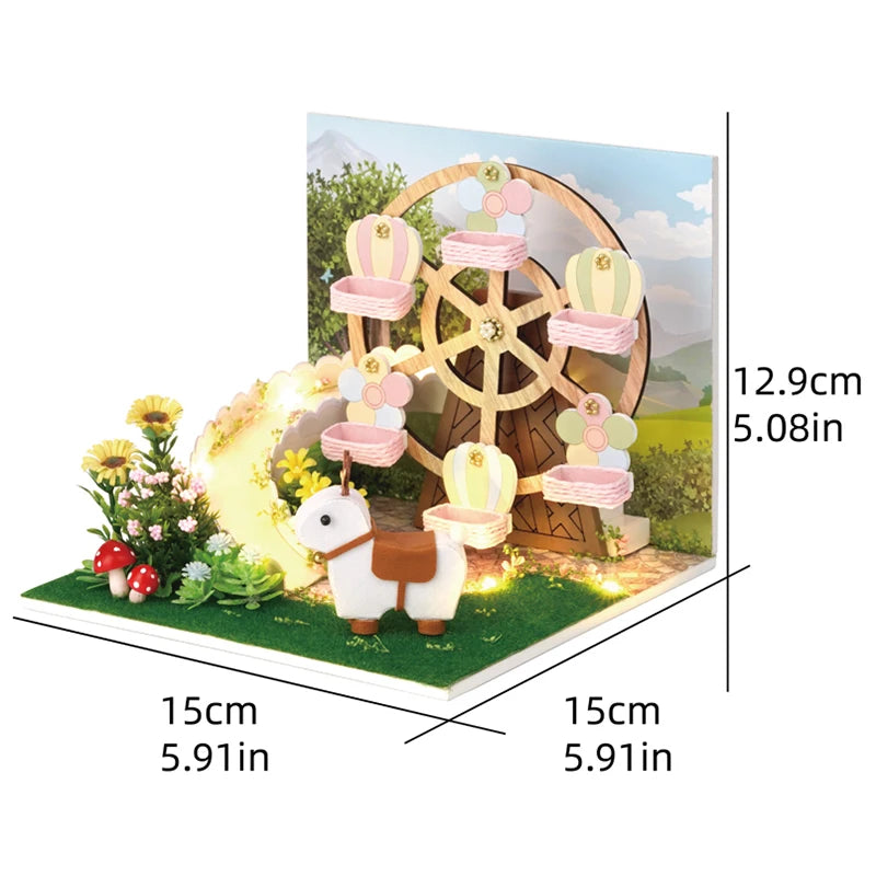 DIY Wooden Miniature Doll House Small House Kit 3D Puzzle Assembly Building Kits With Furniture LED Dollhouse Toys For Gifts