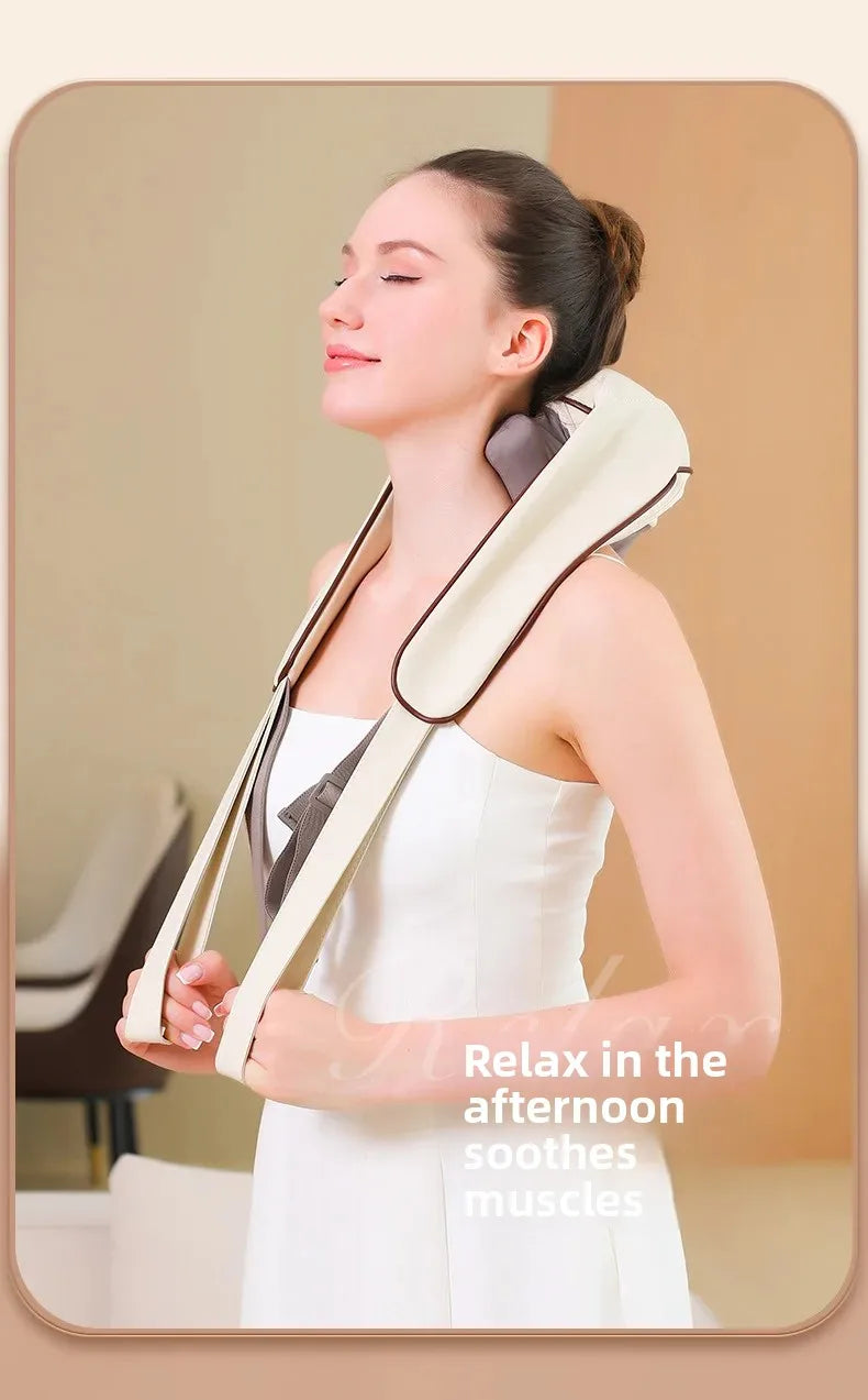 New USB Tape Neck Shiatsu Massage Belt Neck Back Shoulder and Neck Massager U-shape Electric Neck Massager with long-las