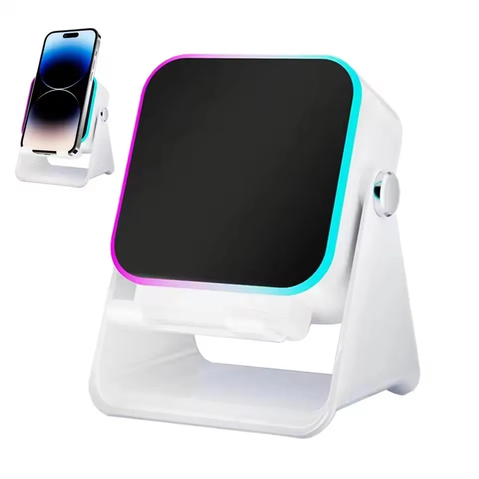 Magnetic Induction Speaker Phone Stand Wireless Bluetooth Phone Holder Amplifier Portable Desk Speaker RGB Light 5000mAh Battery