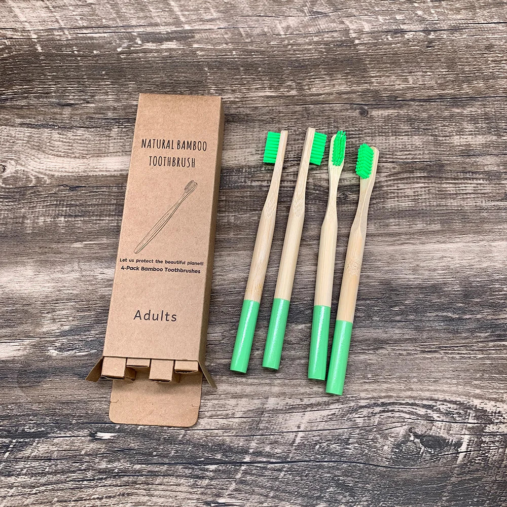 Bamboo Toothbrush,10Pcs Biodegradable Toothbrush with Medium Hard Bristles,Rounded and Comfortable Handle Toothbrush