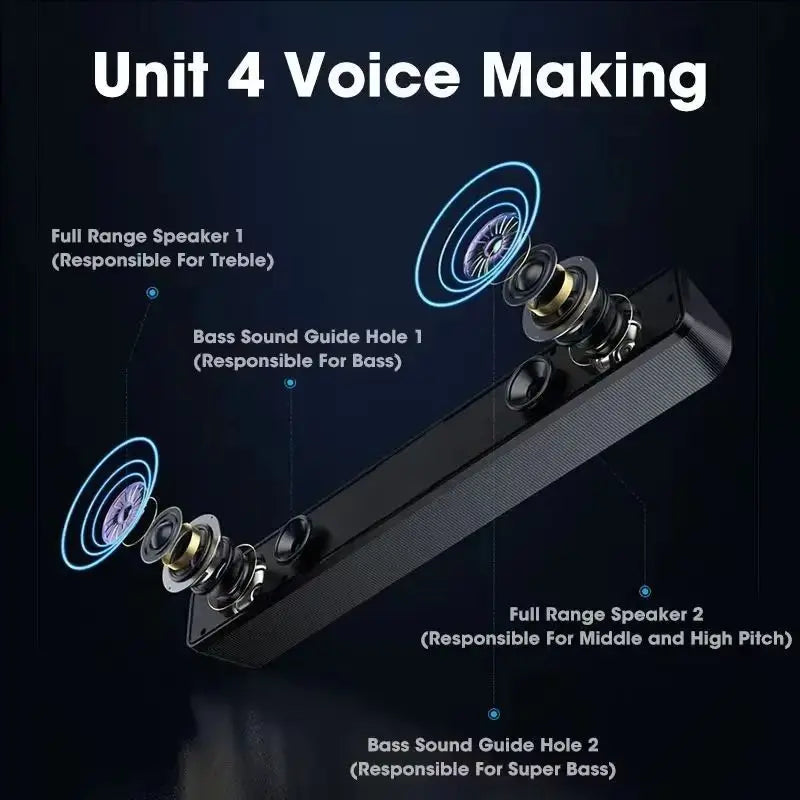 PC Soundbar Wired and  Bluetooth Speaker USB Powered Soundbar for TV Pc Laptop Gaming Home Theater Surround Audio System