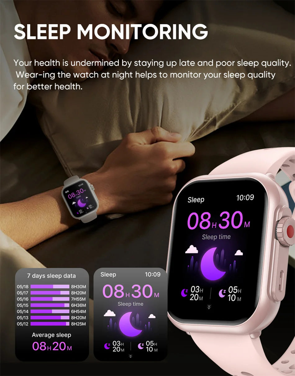 Watch Ultra K62 Men Women 1000mAh AMOLED 100+Sport Heart Rate HD Bluetooth Call GPS Track Waterproof Smart Watch For iOS Android