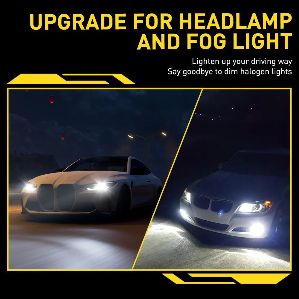 AUXITO 2Pcs H8 LED Bulb H11 H9 9005 HB3 9006 HB4 Car Headlight Super Bright  Fog Light Bulb Head Light Fanless Auto Lamp