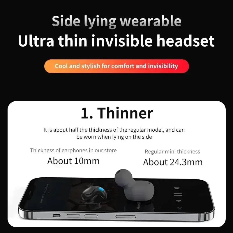 X55 Invisible Sleep Wireless Earphone TWS Bluetooth 5.3 Headphones Hidden Earbuds IPX5 Waterproof Noise Reduction Sports Headset