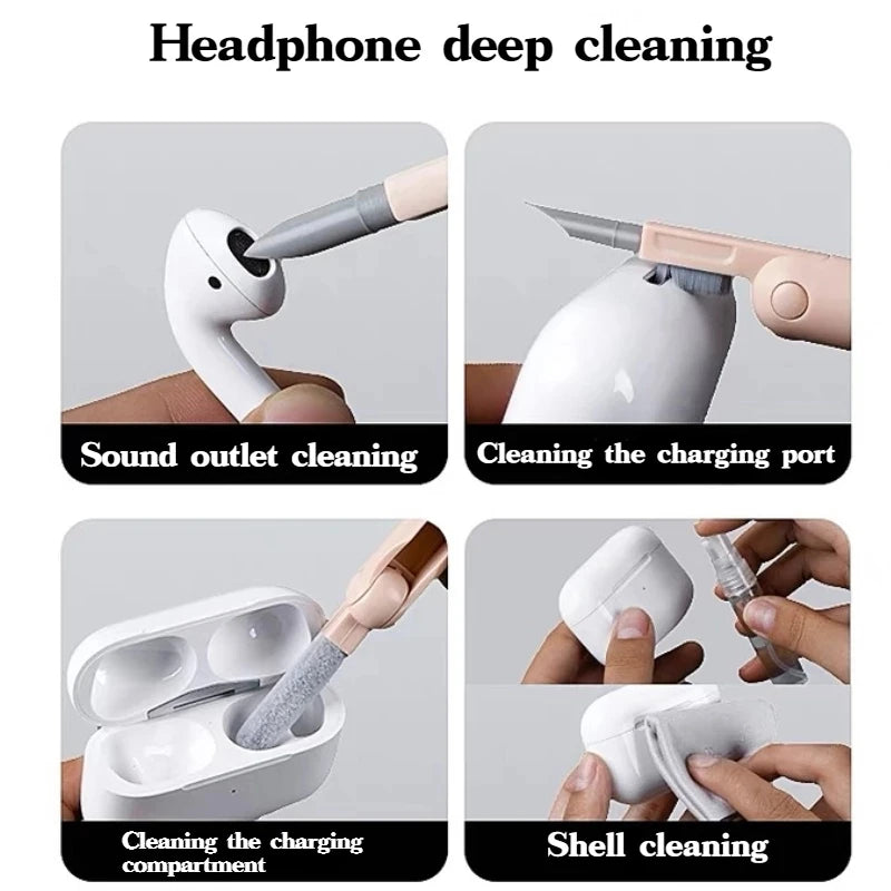 7-in-1 Computer Keyboard Cleaner Brush Kit Earphone Cleaning Pen For Headset Keyboard Cleaning Tools Cleaner Keycap Puller Kit