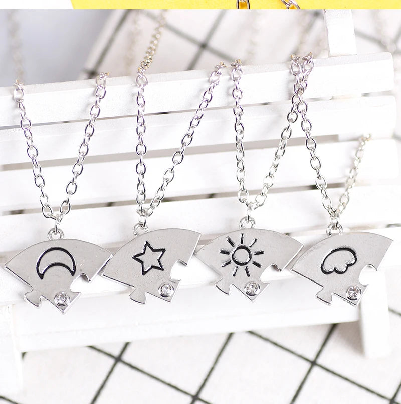 3pcs Best Friend Zircon Sun Star Moon Pendant Necklace Friendship Choker Chain 2025 Fashion Jewelry Accessories Gift