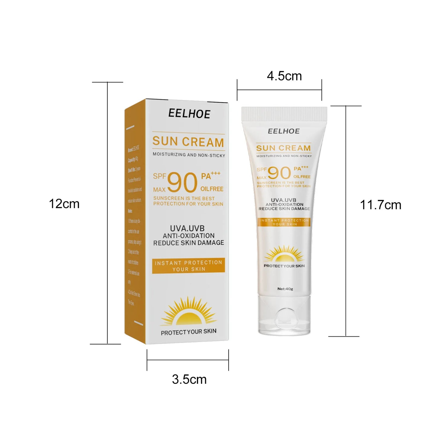 EELHOE Sunscreen Spf 90 Whitening Sun Cream for Face Body Oil-control Bleaching Face Moisturizer Sunblock Skin Protective Cream
