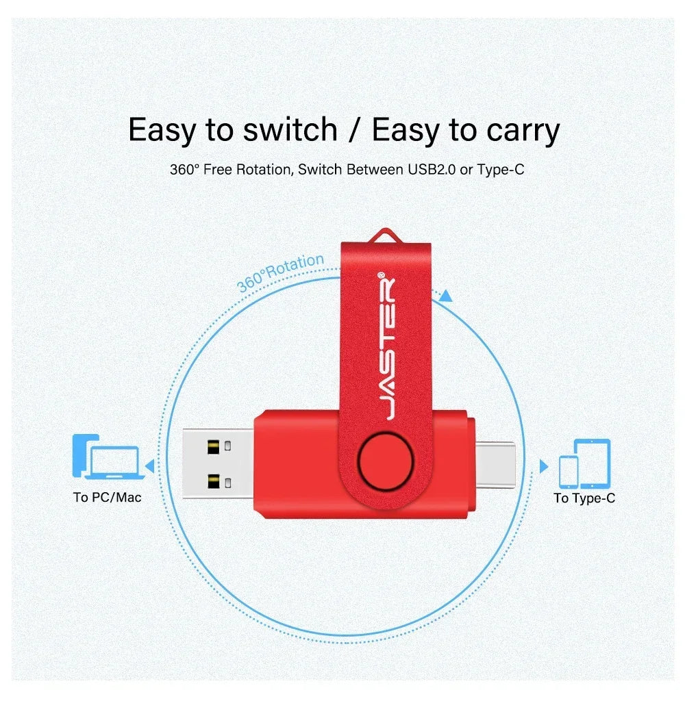 Multifunctional OTG 2 IN 1 Type-c USB Flash Drive Pendrive 128GB Cle Usb Флэш-накопител Stick 32/64 GB Pen Drive for Phone