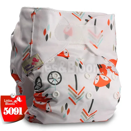 [Littles&Bloomz] Baby Washable Reusable Real Cloth STANDARD Hook-Loop Pocket Nappy Diaper Cover Wrap, suits Birth to Potty