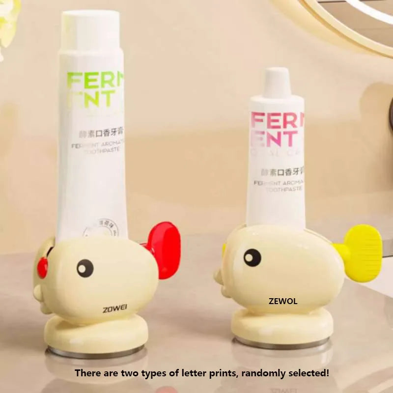 Cute Whale Manual Toothpaste Squeezer Storage Rack with Suction Cup Toothpaste Rolling Dispenser Facial Cleanser Squeeze Clip
