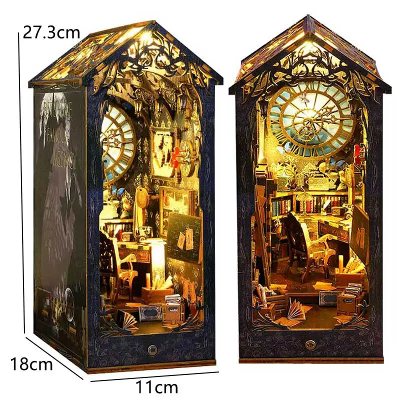DIY Book Nook Kit Shelf Inser Dollhouse Model Building Kit Wooden Bookshelf Room Dollhouse Bookend Toy For Adults Birthday Gifts