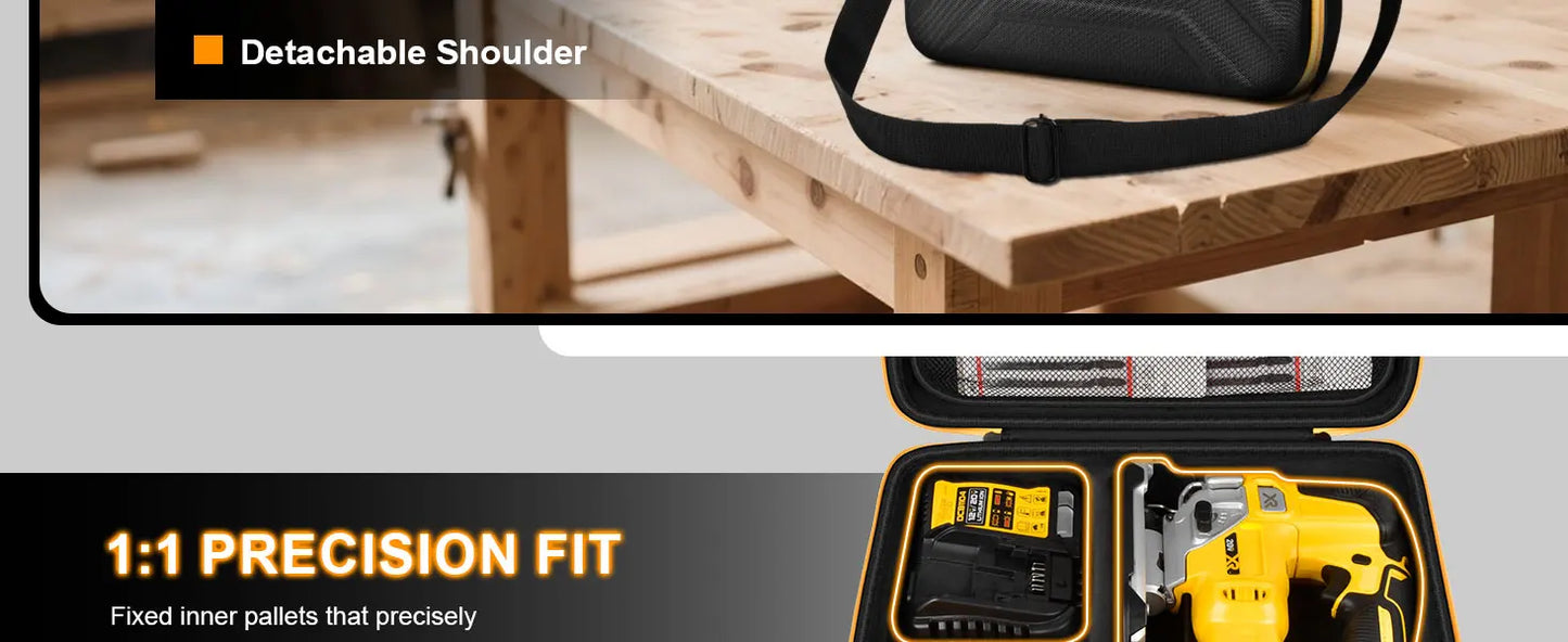 Case for DEWALT 20V MAX XR Jig Saw DCS334B, Jigsaw Power Tool Storage Bag for Skill Saw Blade, Battery and Charger Accessories