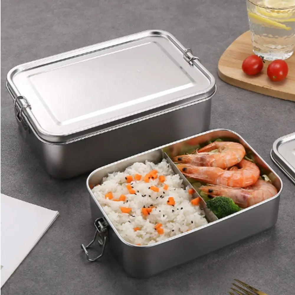 Durable Stainless Steel Bento Box Large Capacity Square Lunch Box with Lid Leakproof Lunch Container Outdoor