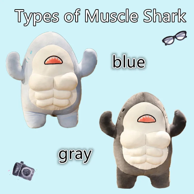 40CM Muscle Shark Plush Doll Cute Worked Out Shark Stuffed Cartoon Toys Strong Animal Pillow For Girl Boyfriend Gifts