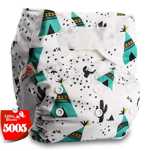 [Littles&Bloomz] Baby Washable Reusable Real Cloth STANDARD Hook-Loop Pocket Nappy Diaper Cover Wrap, suits Birth to Potty