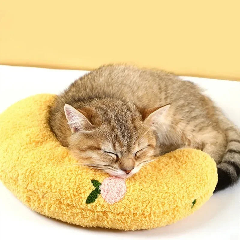 Pet Pillow for Cats and Dogs Soft Plush Thick Filling Cervical Support Hypoallergenic Washable Cover Deep Sleep U-shaped Cat And